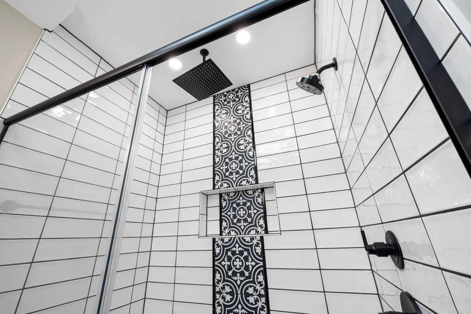 modern geometric and zellige shower tile