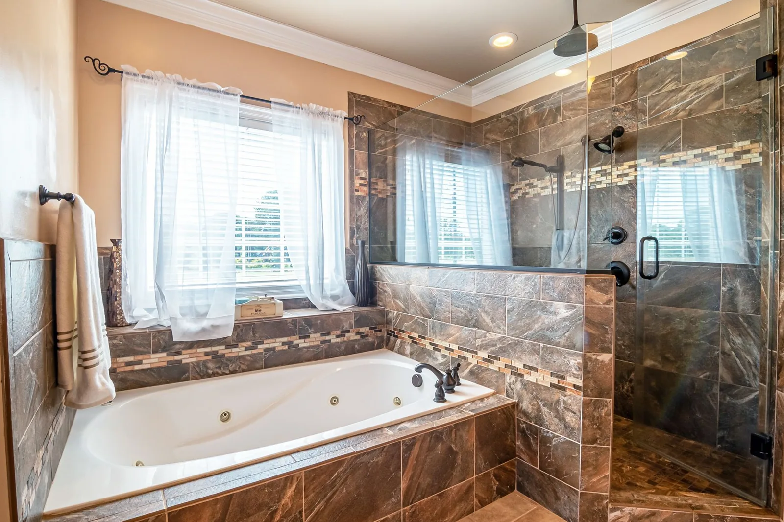 walk in shower with frameless glass panel